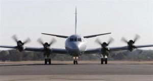 A Royal Australian Air Force AP-3C Orion returns from a search for Malaysian Airlines Flight MH370 over the Indian Ocean, at RAAF Base Pearce, north of Perth March 21, 2014. CREDIT: REUTERS/JASON REED