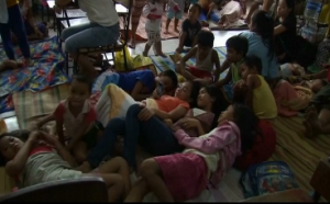 Thousands of Metro Manila residents were evacuated in advance as storm Ruby threatened to hit the capital.  (Photo grabbed from Reuters video)