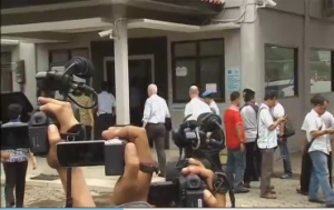 Foreign embassy officials arrive at a maximum security prison on Nusakambangan island ahead of the expected execution of 10 drug convicts. (Photo grabbed from Reuters video/Courtesy Reuters)