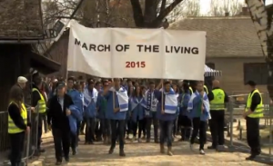 Thousands of Jewish people from across the world take part in the annual 'March of the Living', joining in survivors of the Holocaust at a ceremony and three-kilometer walk from Auschwitz to Birkenau, commemorating victims of Nazi concentration camps. (Photo grabbed from Reuters video)