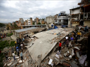 The devastating 7.9 magnitude earthquake that hit Nepal on April 25 destroyed many roads and buildings, and killed more than 1,800 people.  (Photo courtesy Reuters)