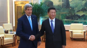 U.S.Secretary of State John Kerry met Chinese President Xi Jinping in Beijing on Sunday (May 17) amidst simmering tensions over disputed areas of the South China Sea.  (Photo grabbed from Reuters video/Courtesy Reuters)