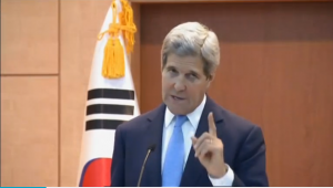 U.S. Secretary of State John Kerry says North Korea has "not even come close" to taking the steps needed to rein in its nuclear weapons program for Washington to initiate talks.  (Photo grabbed from Reuters video/Courtesy Reuters)