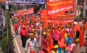 Workers rally in Bangladesh, Taiwan and the Philippines demanding better wages and working conditions on May Day. (Photo grabbed from Reuters video/Courtesy Reuters)