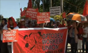 Labor day rallies in the Philippines.  (Photo grabbed from Reuters video)