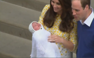 Britain's Duke and Duchess of Cambridge present their new daughter to the world.  (Photo grabbed from Reuters video/Courtesy Reuters)