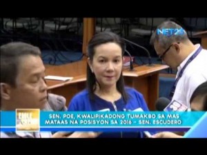 Senator Grace Poe qualified as presidential candidate