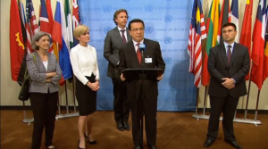 Malaysia's Transport Minister Liow Tiong Lai answers reporters' questions on the missing MH370 during a visit to the United Nations in New York. (Photo grabbed from Reuters video/Courtesy Reuters)