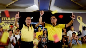 President Benigno S. Aquino III formally endorses Interior and Local Government Secretary Manuel Roxas II as the standard-bearer of the ruling Liberal Party in the 2016 Presidential elections during the “A Gathering of Friends” at the Cory C. Aquino Kalayaan Hall of the Club Filipino in Greenhills, San Juan City on Friday (July 31, 2015). (Photo by Gil Nartea, Malacanang Photo Bureau)