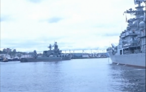 warships at sea  (Courtesy China Central Television/ Photo grabbed from CCTV video)