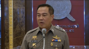 Thailand's police chief Somyot Poompanmuang says Bangkok bomber suspect might still be in the country while saying a lack of modern equipment was hampering investigations, a week after a blast killed at least 20 people including foreigners. (Photo grabbed from Reuters video/Courtesy Reuters)