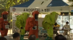 The United States and South Korea conduct an annual biological defence exercise "Able Response 15" to deter possible biological threats on the Korean Peninsula. (Courtesy Reuters/Photo grabbed from Reuters video)