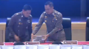 Thai police officially give themselves a reward of more than $82,000 for their investigative work on the Bangkok bomb blast case and say they did not force confessions from the suspects. (Courtesy Reuters/Photo grabbed from Reuters video)