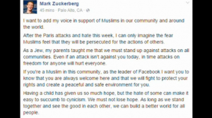 Facebook CEO Mark Zuckerberg posts a message on the social media website saying he supports Muslims in his community and around the world. (Photo captured from Reuters video)