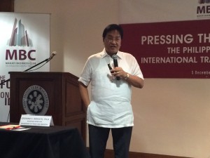 Dr. Cielito F. Habito, Ateneo Professor and Chief of Party, Trade-Related Assistance for Development Project says the Philippines should take advantage of the ASEAN Economic Community (AEC) and other international trade agreements. (Photo courtesy Caesar Vallejos)