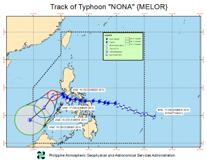 Track of Typhoon Nona (international name Melor) courtesy of PAGASA