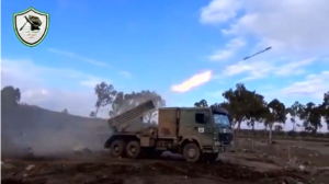 Syrian rebels firing rockets