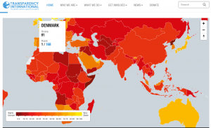 Denmark is ranked no. 1 in the Transparency International's Corruption Perception Index, meaning it is perceived to be the least corrupt of 168 countries. (Illustration courtesy of Transparency International)