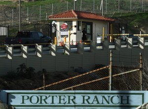 The entrance to the SoCal Gas facility where a continuing gas leak that started in October began and which has forced thousands of residents to flee from the Los Angeles suburb of Porter Ranch, California is pictured on January 22, 2016.  The governor of California, Jerry Brown, recently declared a state of emergency in the Los Angeles community where a massive gas leak has forced the evacuation of nearby residents from their homes.  AFP PHOTO / Mark Ralston / AFP / MARK RALSTON