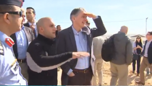 British Foreign Secretary Philip Hammond visiting Zaatari refugee camp in Jordan