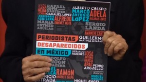 Presentation at news that reads 'Mexico, the country with the highest number of missing journalists' (Photo courtesy: Reuters/Photo grabbed from Reuters video)