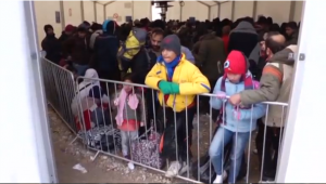 Migrants from the Middle East waiting behind bars at the border between Croatia and Serbia. (Photo courtesy: Reuters/Photo grabbed from Reuters video)