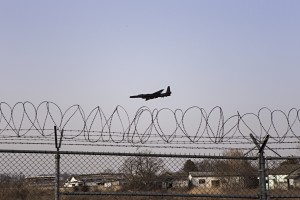 A US military U2 reconnaissance aircraft lands at the Osan US military air base south of Seoul on March 6, 2016. South Korea will soon announce its own tougher sanctions on North Korea, an official said, a move set to further heighten tensions as Seoul and Washington begin their largest-ever joint military exercise. / AFP / YELIM LEE