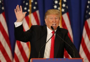 JUPITER, FL - MARCH 08: Republican presidential candidate Donald Trump speaks during a press conference at the Trump National Golf Club Jupiter on March 8, 2016 in Jupiter, Florida. Trump is projected to win the Republican Presidential primaries in Mississippi and Michigan. Joe Raedle/Getty Images/AFP