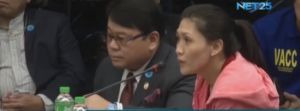 Si Maia Deguito, branch manager ng RCBC Makati, na dumalo sa hearing ng Senado ukol sa money laundering sa Bangladesh Central Bank. (Eagle News Service)