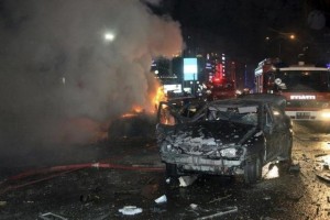 A vehicle burns after the explosion in Ankara, Turkey on March 13. (Reuters/Mehmet Ozer)