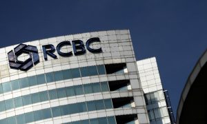 The logo of the RCBC bank is seen at the RCBC building in Manila's financial district on March 11, 2016.   A Philippine bank said it is investigating an 81 million USD deposit after Bangladesh accused Chinese hackers of stealing from a US account and illegally moving the funds online to the Philippines and Sri Lanka. / AFP PHOTO / NOEL CELIS