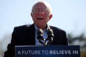 NEW YORK, NY - APRIL 17: Democratic Presidential candidate Bernie Sanders speaks to throngs of supporters in Prospect Park to hear Democratic Presidential candidate Bernie Sanders speak on April 17, 2016 In the Brooklyn borough of New York City. While Sanders is still behind in the delegate count with Hillary Clinton, he has energized many young and liberal voters around the country. New York holds its primary this Tuesday.   Spencer Platt/Getty Images/AFP