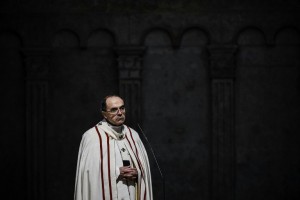 Roman Catholic Cardinal, Archbishop of Lyon, Philippe Barbarin / AFP PHOTO / JEFF PACHOUD