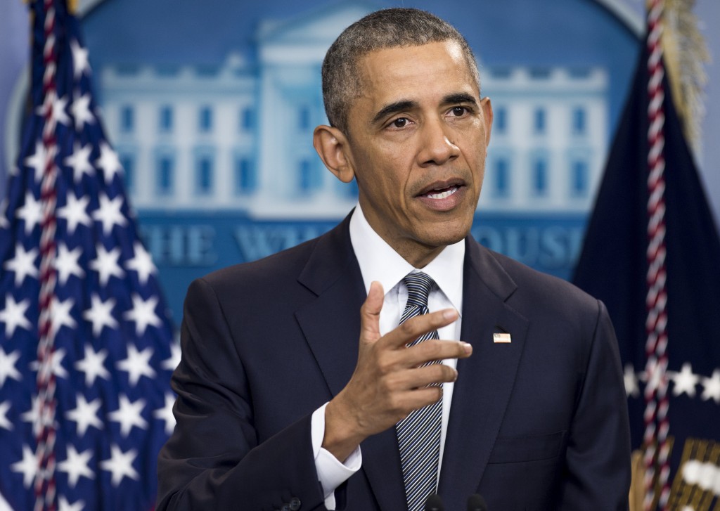 US President Barack Obama speaks about the economy and answers questions in the Brady Press Briefing Room at the White House in Washington, DC, on May 6, 2016. / AFP PHOTO / SAUL LOEB