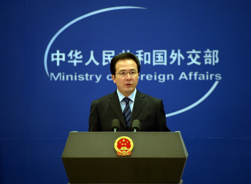 The Chinese Foreign Ministry spokesman Hong Lei talks during a press briefing in Beijing on April 8, 2013.  North Korea appears to be preparing a fourth nuclear test as well as a provocative missile launch, South Korea said, despite an unusually blunt call from China for restraint.       AFP PHOTO/Mark RALSTON / AFP PHOTO / MARK RALSTON