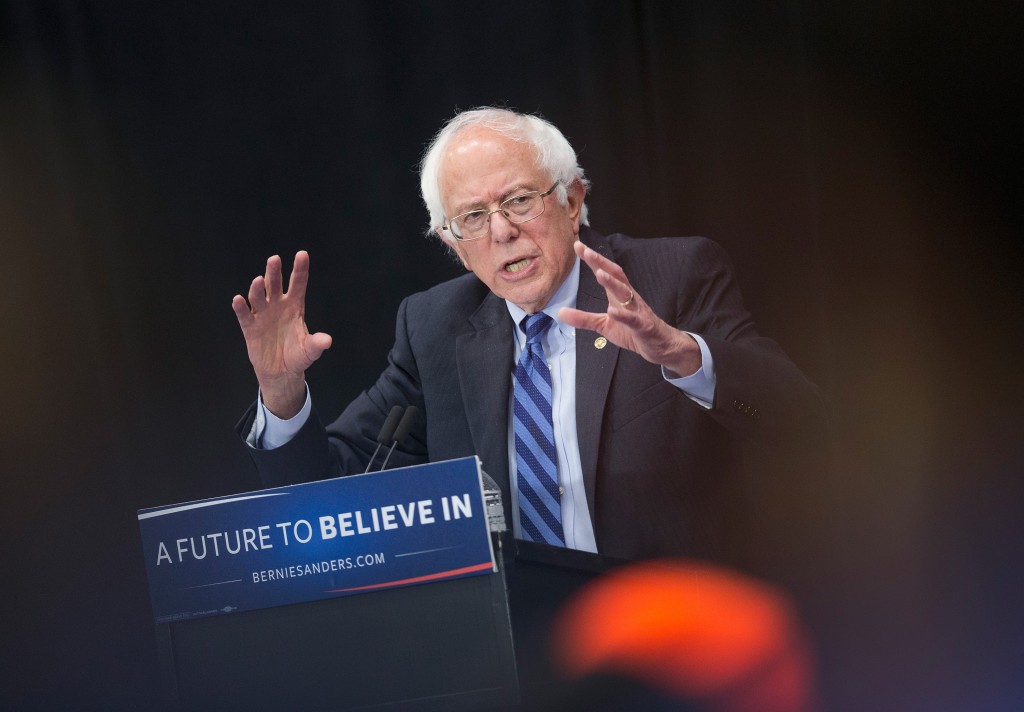 FORT WAYNE, IN - MAY 02: Democratic presidential candidate Senator Bernie Sanders (D-VT) speaks at a campaign event on the campus of Indiana University - Purdue University Fort Wayne May 2, 2016 in Fort Wayne, Indiana. Voters in Indiana go to the polls tomorrow for the state's primary. Scott Olson/Getty Images/AFP