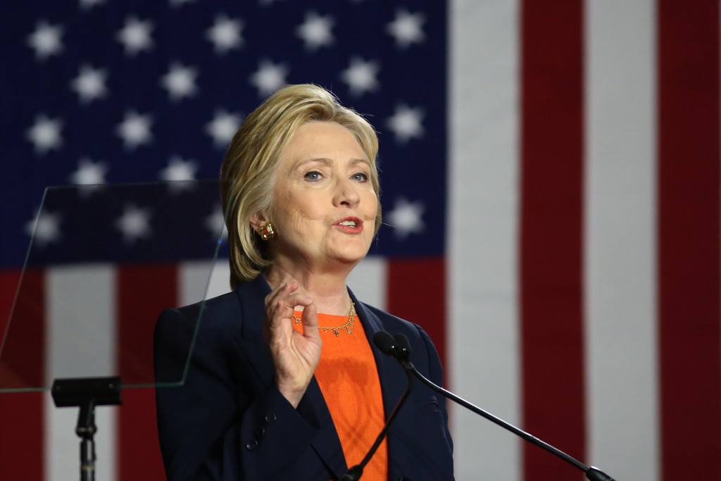 Democratic presidential candidate Hillary Clinton speaks at a campaign rally in Balboa Park on June 2, 2016 in San Diego, California. Clinton said rival Donald Trump's foreign policy is dangerously incoherent and labeling him unfit for office. "He is temperamentally unfit to hold an office that requires knowledge, stability and immense responsibility," Clinton said, cranking up the rhetoric on what is already a deeply acrimonious election. / AFP PHOTO / DAVID MCNEW