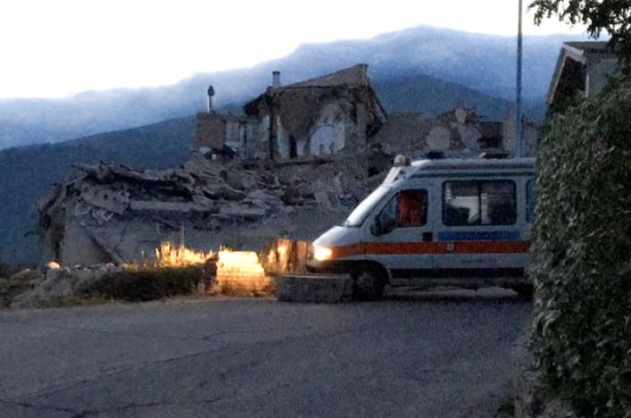 A destroyed house is seen following a quake in Amatrice, central Italy, August 24, 2016. REUTERS/Emiliano Grillotti