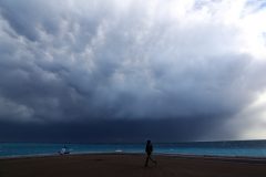 A storm is approaching on March 6, 2017, in Nice, southeastern France.  / AFP PHOTO / VALERY HACHE