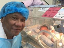 President Duterte's smile was priceless as he poses for a picture after seeing his newest grandson, baby Stonefish. The photo was taken by his aide, presidential assistant Christopher "Bong" Go (Photo courtesy facebook of Christopher "Bong" Go)