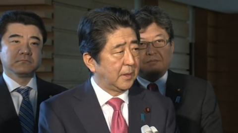 Japanese Prime Minister Shinzo Abe says that he and U.S. President Donald Trump agreed in a telephone call that North Korea's latest ballistic missile launch was "a dangerous provocation and a serious threat."(photo grabbed from Reuters video)