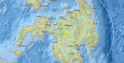 The United States Geological Survey also recorded the quake at magnitude 5.8, seven kilomters off Osias in Bukidnon province (Photo from USGS website)