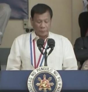 President Rodrigo Duterte at the 75th commemoration of the Araw ng Kagitingan and Veterans Week. The commemoration was held at the Mt. Samat Shrine in Pilar, Bataan on April 9, 2017. /Grabbed from RTVM video/ 