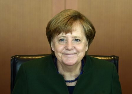 German Chancellor Angela Merkel smiles at the opening of the opening of the weekly cabinet meeting on May 10, 2017 at the Chancellery in Berlin. / AFP PHOTO / Tobias SCHWARZ