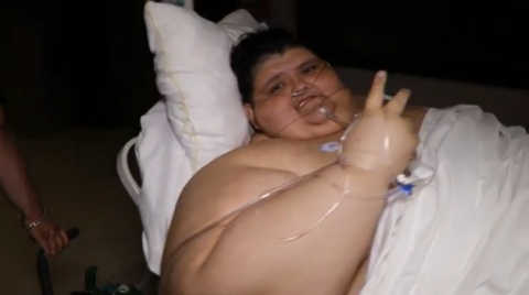 The man believed to be the world's heaviest is recovering from biliopancreatic bypass surgery in Mexico, after doctors recommended the procedure amidst fears for the patient's health.(photo grabbed from Reuters video)