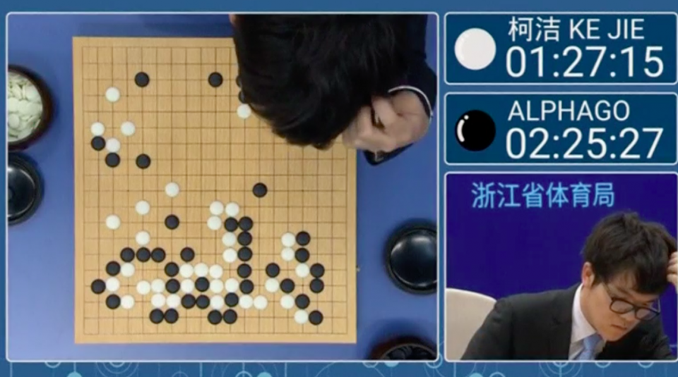 Google's artificial intelligence program, AlphaGo, beat Chinese Go master Ke Jie for a second time on Thursday (May 25), taking an unassailable 2-0 lead in a best of three series meant to test the limits of computers in taking on humans at complex tasks. Photo grabbed from Reuters video file.