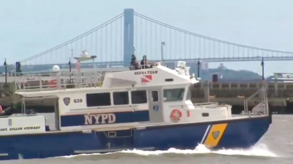 A member of the U.S. Navy's elite skydiving demonstration team plunged to his death on Sunday (May 28) when his parachute failed to open while performing in an aerial exhibition as part of New York Harbor's annual Fleet Week festival. Photo grabbed from Reuters video file.