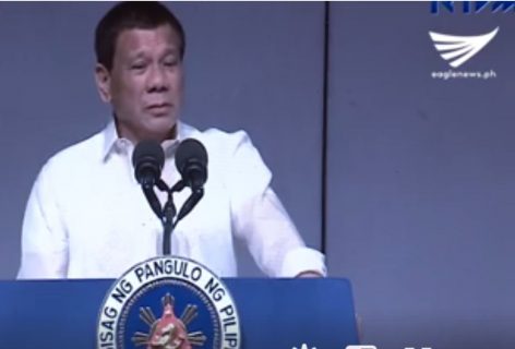 President Rodrigo Duterte speaking to OFWs in Hong Kong on May 13, 2017. (Photo grabbed from RTVM video)