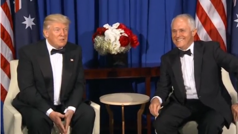 President Donald Trump met with Australian Prime Minister Malcolm Turnbull in New York on Thursday (May 4).(photo grabbed from Reuters video)