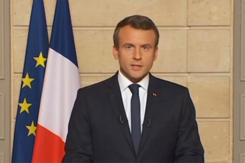 A video grab from the French TV channel LCI taken on June 1, 2017, shows French President Emmanuel Macron speaking during a live broadcast in Paris, after US president Donald Trump announced the United States was to pull out of the 2015 Paris climate accord. President Donald Trump declared June 1, 2017, that the United States will withdraw from the 2015 Paris accord and try to negotiate a new global deal on climate change. / AFP PHOTO / LCI / - / XGTY / RESTRICTED TO EDITORIAL USE - MANDATORY CREDIT "AFP PHOTO / LCI" - NO MARKETING NO ADVERTISING CAMPAIGNS - DISTRIBUTED AS A SERVICE TO CLIENTS